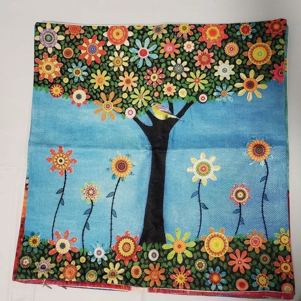 Sascalia Sunshine Pillow Cover Bohemian Art Print 17 x 17 Zippered Cushion Cover
